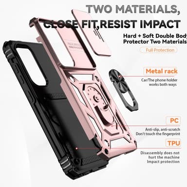 SKALO Samsung S24 Armor hybridi metallirengas kameran liukusäädin - Ruusukulta