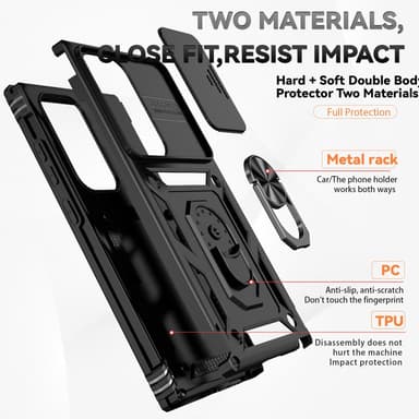 SKALO Samsung S24 Ultra Armor hybridi metallirengas kameran liukusäädin - Musta