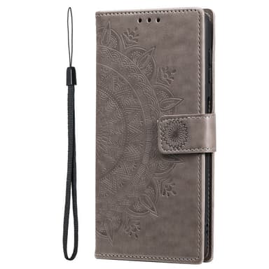SKALO Samsung S24 Ultra Mandala lompakkokotelo - Harmaa