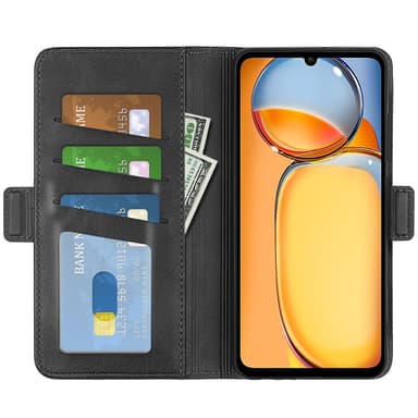 SKALO Xiaomi Redmi 13C 4G Premium Wallet Lompakkokotelo - Musta