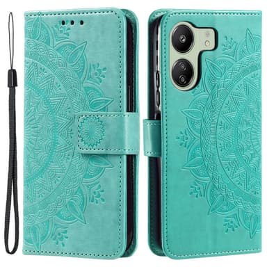 SKALO Xiaomi Redmi 13C 4G Mandala lompakkokotelo - Turkoosi