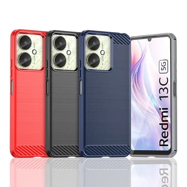 SKALO Xiaomi Redmi 13C 4G Armor Carbon Iskunkestävä TPU suojakuori - Punainen