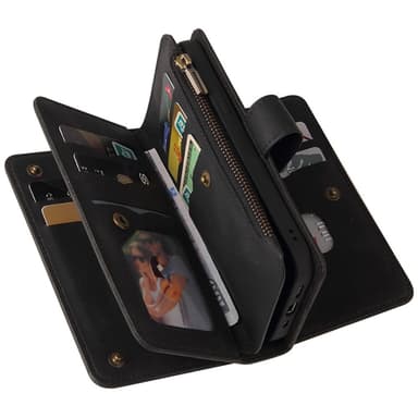 SKALO Xiaomi Redmi 13C 4G Big Wallet 17-lokeroa Lompakkokotelo - Musta