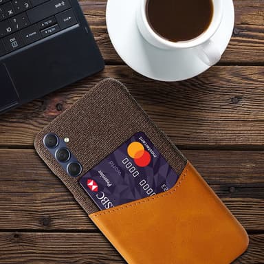 SKALO Samsung A15 5G Premium PU Nahka kortinhaltija Suojakuori - Ruskea