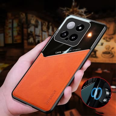 SKALO Xiaomi 14 5G The-V PU Nahka Hybrid Kuori - Oranssi