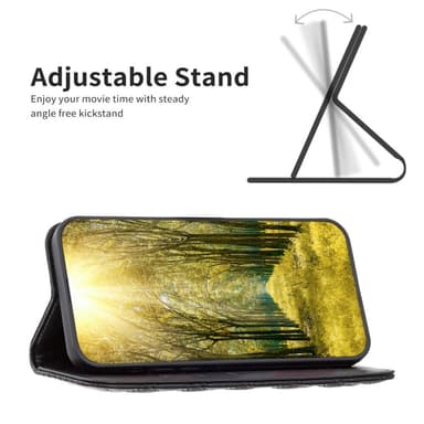 SKALO Samsung A15 4G BINFEN COLOR Iso Tikattu Lompakkokotelo - Musta