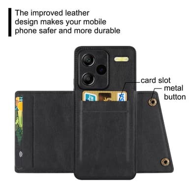 SKALO Xiaomi Redmi Note 13 Pro+ PU-nahkainen Korttikotelo - Harmaa