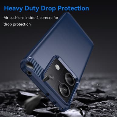 SKALO Xiaomi Redmi Note 13 5G Armor Carbon Iskunkestävä TPU suojakuori - Sininen