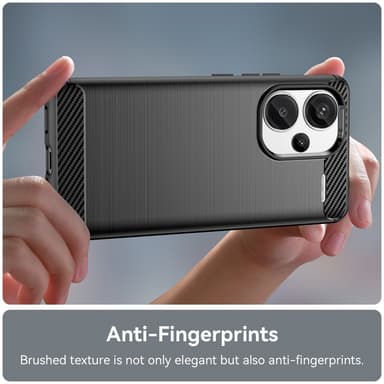 SKALO Xiaomi Redmi Note 13 Pro+ Armor Carbon Iskunkestävä TPU suojakuori - Musta