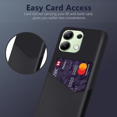 SKALO Xiaomi Redmi Note 13 4G Premium PU Nahka kortinhaltija Suojakuori - Musta