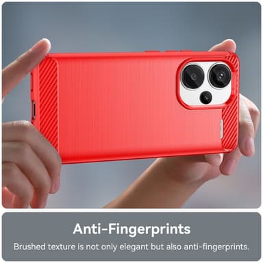 SKALO Xiaomi Redmi Note 13 Pro+ Armor Carbon Iskunkestävä TPU suojakuori - Punainen