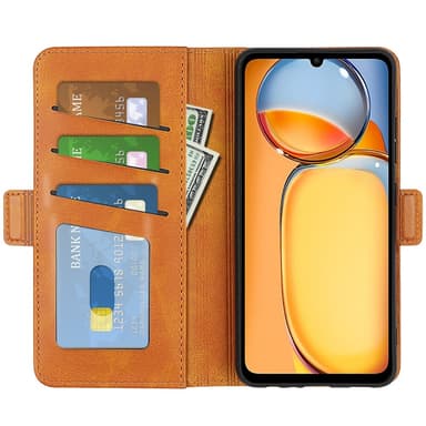 SKALO Xiaomi Redmi 13C 4G Premium Wallet Lompakkokotelo - Vaaleanruskea