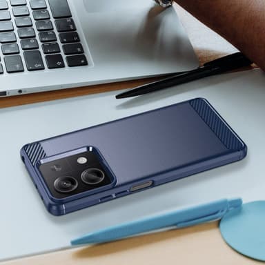 SKALO Xiaomi Redmi Note 13 5G Armor Carbon Iskunkestävä TPU suojakuori - Sininen