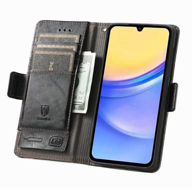 SKALO Samsung A15 4G CASENEO 002 Series Premium PU-nahkalompakko - Musta