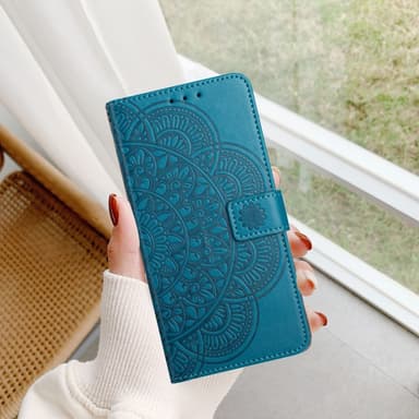 SKALO Xiaomi Redmi Note 13 Pro+ Mandala lompakkokotelo - Sininen