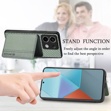 SKALO Xiaomi Redmi Note 13 Pro 5G SKALO Xiaomi Redmi Note 13 Pro 5G Carbon Fiber Suojakuori  korttipidike - Ruskea