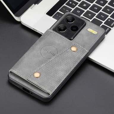 SKALO Xiaomi Redmi Note 13 Pro+ PU-nahkainen Korttikotelo - Harmaa