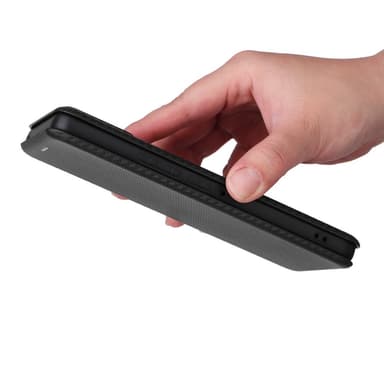 SKALO Asus ROG Phone 8 Pro 5G Carbon Fiber Lompakkokotelo - Musta