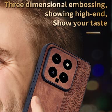 SKALO Xiaomi 14 5G AZNS PU-nahka suojakuori - Ruskea