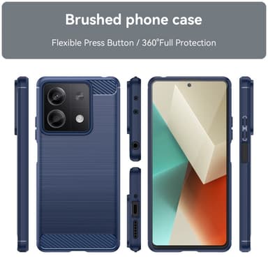 SKALO Xiaomi Redmi Note 13 5G Armor Carbon Iskunkestävä TPU suojakuori - Sininen