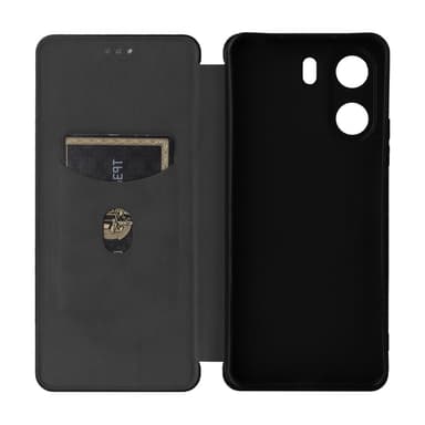 SKALO Xiaomi Redmi 13C 4G Carbon Fiber Lompakkokotelo - Musta