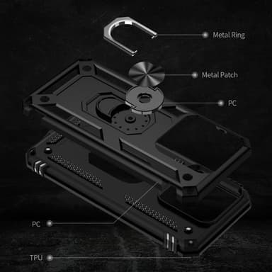 SKALO Xiaomi 14 5G Armor Hybridi metallirengas kuori - Musta