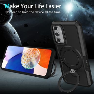 SKALO Samsung A15 4G Armor Hybridi metallirengas kuori - Musta