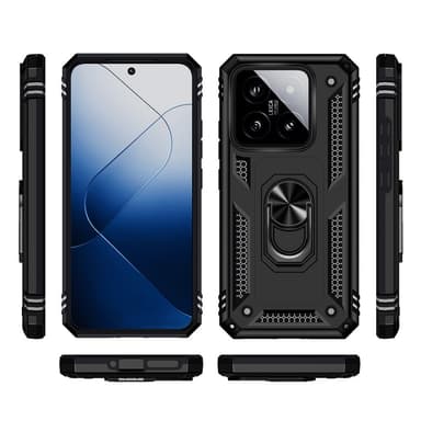 SKALO Xiaomi 14 5G Armor Hybridi metallirengas kuori - Musta