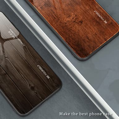 SKALO Samsung A15 5G Wood karkaistu lasi TPU-suojakuori - Vaaleanruskea