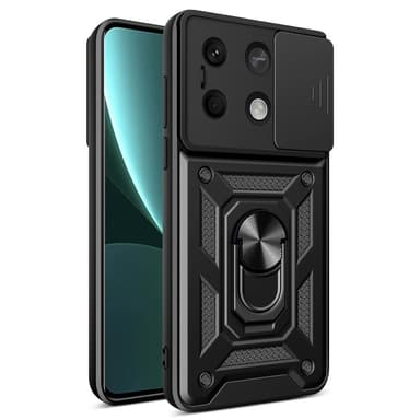 SKALO Xiaomi Redmi Note 13 5G Armor Kortinpidin Kameran Suojakuori- Musta