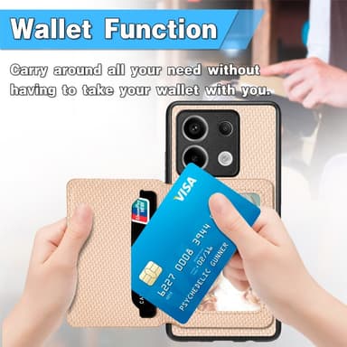 SKALO Xiaomi Redmi Note 13 Pro 5G SKALO Xiaomi Redmi Note 13 Pro 5G Carbon Fiber Suojakuori  korttipidike - Ruskea