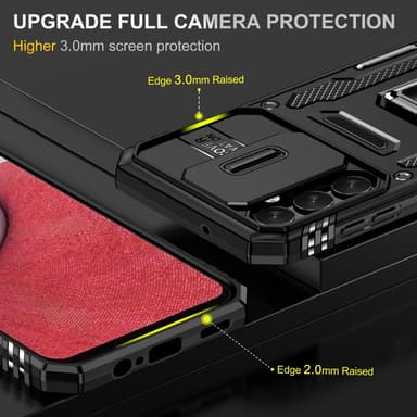SKALO Samsung A15 4G Armor hybridi metallirengas kameran liukusäädin - Musta
