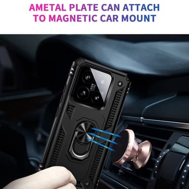 SKALO Xiaomi 14 5G Armor Hybridi metallirengas kuori - Musta