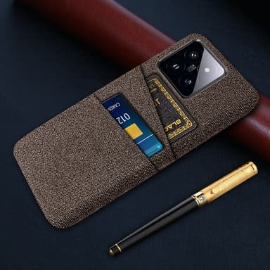 SKALO Xiaomi 14 5G Kortinhaltija kuori kankaasta - Ruskea