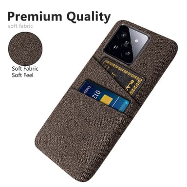 SKALO Xiaomi 14 5G Kortinhaltija kuori kankaasta - Ruskea