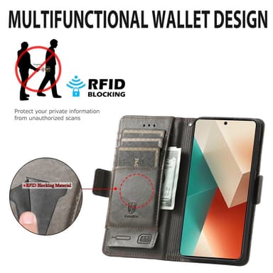 SKALO Xiaomi Redmi Note 13 5G CASENEO 002 Series Premium PU-nahkalompakko - Musta