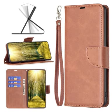 SKALO Xiaomi Redmi Note 13 4G Lompakkokotelo PU-nahkaa - Ruskea