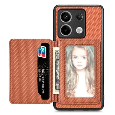 SKALO Xiaomi Redmi Note 13 Pro 5G SKALO Xiaomi Redmi Note 13 Pro 5G Carbon Fiber Suojakuori  korttipidike - Ruskea