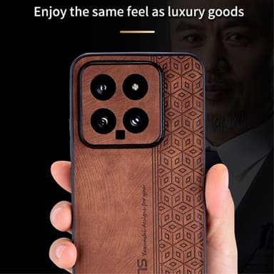 SKALO Xiaomi 14 5G AZNS PU-nahka suojakuori - Ruskea