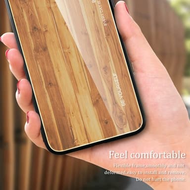 SKALO Samsung A15 5G Wood karkaistu lasi TPU-suojakuori - Vaaleanruskea