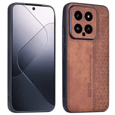 SKALO Xiaomi 14 5G AZNS PU-nahka suojakuori - Ruskea