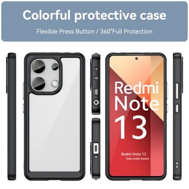 SKALO Xiaomi Redmi Note 13 4G Väri Puskurin Suojakuori - Musta