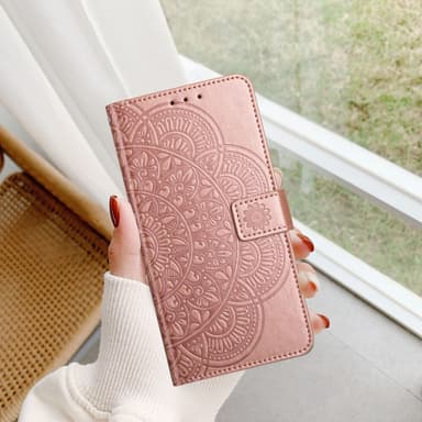 SKALO Xiaomi Redmi Note 13 Pro 5G Mandala lompakkokotelo - Ruusukulta