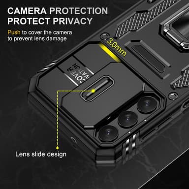 SKALO Samsung A15 4G Armor hybridi metallirengas kameran liukusäädin - Musta