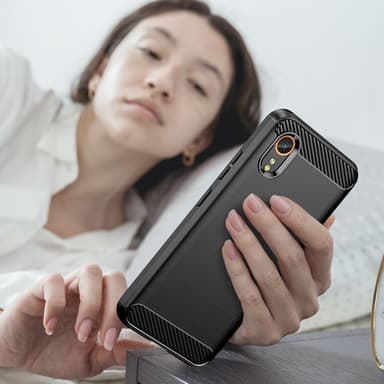 SKALO Samsung Xcover 7 Armor Carbon Iskunkestävä TPU suojakuori - Musta