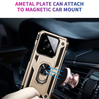 SKALO Xiaomi 14 5G Armor Hybridi metallirengas kuori - Kulta