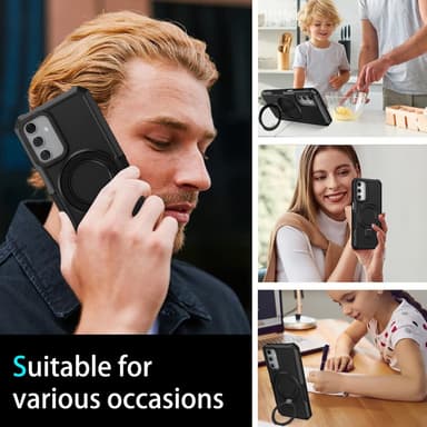 SKALO Samsung A15 4G Armor Hybridi metallirengas kuori - Musta