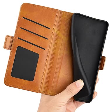 SKALO Xiaomi Redmi 13C 4G Premium Wallet Lompakkokotelo - Vaaleanruskea