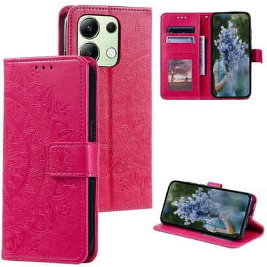 SKALO Xiaomi Redmi Note 13 4G Mandala lompakkokotelo - Cerise