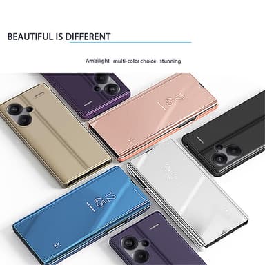 SKALO Xiaomi Redmi Note 13 Pro+ Clear View Mirror Lompakko - Kulta